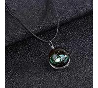 Amoureux Nouvelle Boule de Verre Faite à la Main Bijoux Lumineux Pendentif Lumineux Ciel étoilé Boule Temps Collier Article en Cuir, Colliers pendentifs