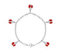 Amours, Bisous & Calins - Bracelet Breloques COCCINELLES - Argent 925-100% Anallergique - Taille ajustable - pour Enfants de 4 à 12 ans - Bijou Enfant