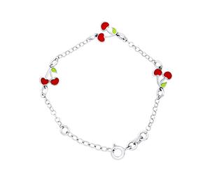 Amours, Bisous & Calins - Bracelet CERISES D'AMOUR - Argent 925-100% Anallergique - Longueur Réglable - pour Enfants de 2 à 9 ans - Bijou Enfant