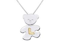 Amours, Bisous & Calins - Pendentif Enfant OURSON Argent 925 & Lettre L Plaquée Or Jaune - 100% Anallergique - Convient pour Enfants de 5 à 12 ans - Bijou Enfant
