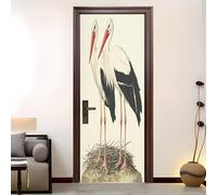 Amovible Sticker de Porte Résistant à l'eau Nid De Cigogne Blanche Animal Autocollant Auto-adhésif Vinyle 90 x 200 cm De Couleur Claire Pour intérieure Porte Bureau Salon Salle