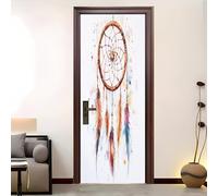 Amovible Sticker de Porte Résistant à l'eau Plumes BohèMes à L'Aquarelle Autocollant Auto-adhésif Vinyle 73 x 205 cm Blanc Pour intérieure Porte Bureau Salon Salle