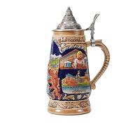 Amoy-Art Choppe de Biere Allemande Beer Stein Mug Bavière Oktoberfest Viking Tankard pour Anniversaire Cadeau Homme Père Mari 1.0 Liter
