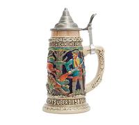 Amoy-Art Choppe de Biere Allemande Beer Stein Mug Chasse Oktoberfest Viking Tankard pour Anniversaire Cadeau Homme Père Mari 0.6 Liter
