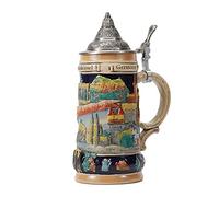 Amoy-Art Choppe de Biere Allemande Beer Stein Mug Panorama de Villes Oktoberfest Viking Tankard pour Anniversaire Cadeau Mari Homme Père 0.6 Liter