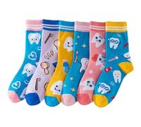 AMOYER 6 Paires/Ensemble Chaussettes Drôles Mignon Dents Dentaires Chaussettes Nouveauté Dents Motif Chaussettes Dentiste Étudiant en Médecine Chaussettes pour Femmes Filles