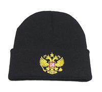 AMOYER Badge Nationale De La Mode Russe Emblème Broderie Bonnet En Maille À Tête D'automne Et D'hiver Caps Chaud Pour Les Hommes Et Les Femmes