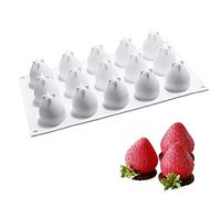 AMOYER Gâteau De Forme Fraise Moule en Silicone 15 Cavity Gâteau Mousse De Cuisson Moules Outils Multifonctions Chocolat Truffe Dessert Décoration