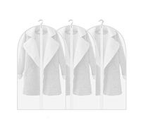 Amoyie Lot de 3 Housses de vêtements zippées, Inodore PEVA housses de protection, 100 x 60 cm transparentes pour costumes/manteaux/robe/veste