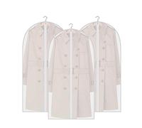 Amoyie Lot de 3 Housses de vêtements zippées, Inodore PEVA housses de protection, 120 x 60 cm transparentes pour costumes/manteaux/robe/veste