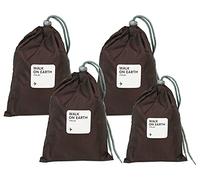 Amoyie Lot de 4 Sacs à Cordon imperméable, Pochette Organza pour Voyage, Sac à Linge, 4 x L (44 x 30 cm)