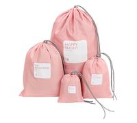 Amoyie Lot de 4 sacs à cordon imperméable, pochette organza pour voyage, Sacs de sport, trousse à toilette, cosmétique jouet, organiseurs de bagage petit, sac de cotonnade, sac à linge