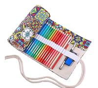 Amoyie Pliable Trousse Crayon de Couleur 72 Trous, Pochette a Crayons Enroulable, Trousse-Crayon Toile, Sac de Rangement, Jaune