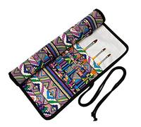 Amoyie Porte-pinceaux enroulable pour peinture acrylique, huile, aquarelle, gouache, grande capacité avec 20 trous, rayures violettes