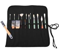 Amoyie Porte-pinceaux enroulables - Grande capacité - Sac de rangement en toile pour acrylique, huile, aquarelle, gouache, art, pinceau de grande capacité - 20 trous - Noir uni
