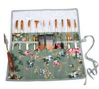 Amoyie Sets de Pinceaux de Peinture, 10 Pinceaux Peinture Nylon avec Trousse en Tissu pour Acrylique, Aquarelle, Gouache et Huile, Vert Blanc