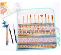 Amoyie Sets de Pinceaux de Peinture, 10 Pinceaux Peinture Nylon avec Trousse en tissu pour Acrylique, Aquarelle, Gouache et Huile, rose vert