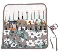 Amoyie Sets de Pinceaux de Peinture, 10 Pinceaux Peinture Nylon avec Trousse en tissu pour Acrylique, Aquarelle, Gouache et Huile, gris noir