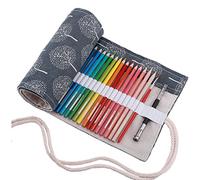 Amoyie Trousse à Crayon Enroulable pour 72 Crayons de Couleur, Sacs organiseurs de Toile, Porte-Crayons Pochettes Rouleaux, enveloppe de Crayon