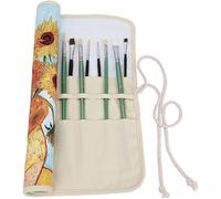Amoyie Trousse à Crayon Enroulable pour Pinceaux de Peinture, Sacs organiseurs de Toile, Porte-brosses Pochettes Rouleaux, Jaune 20 trous