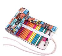 Amoyie Trousse Enroulable Crayon, Pliable Rangement en Tissu pour 36 Crayons de Couleur, Nombre