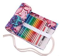 Amoyie Trousse Enroulable Crayon, Pliable Rangement en Tissu pour 72 Crayons de Couleur, Feuille d'érable
