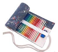 Amoyie - Trousse Feutre de Toile Sac à Crayon Rouleaux pour 48 Crayons de Couleur - Prune Gris (Les Crayons ne sont Pas fournis)