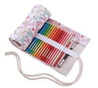 Amoyie Trousse pour 36 Crayon de Couleur, Trousse à Crayon Enroulable 36 Trous, Sac de Rangement en Tissu (Les Crayons ne sont Pas Fournis)