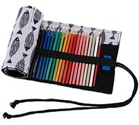 Amoyie Trousse pour 36 Crayon de Couleur, Trousse à Crayon Enroulable 36 Trous, Sac de Rangement en Tissu (Les Crayons ne sont Pas Fournis)