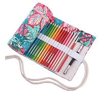Amoyie Trousse pour 36 Crayon de Couleur, Trousse à Crayon Enroulable 36 Trous, Sac de Rangement en Tissu (Les Crayons ne sont Pas Fournis)
