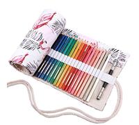 Amoyie Trousse pour 36 Crayon de Couleur, Trousse à Crayon Enroulable 36 Trous, Sac de Rangement en Tissu (les Crayons ne Sont pas Fournis)