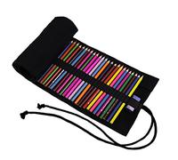 Amoyie Trousse pour 48 Crayon de Couleur, Trousse Enroulable 48 Trous, Sac de Rangement en Tissu