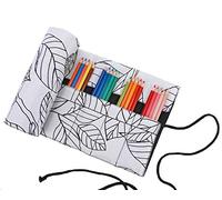 Amoyie Trousse pour 72 Crayon de Couleur, Trousse à Crayon Enroulable 72 Trous, Sac de Rangement en Tissu (les Crayons ne Sont pas Fournis)