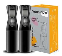 AMOYOX Spray Bottles For Hair 2Pack 200ml/6.8oz Continuous Refillable Fine Misting Sprayer Automatic Water Mister For Hair Styling,Plants,Pet,Cleaning,Salon Black