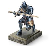 Amoysanli Porte-Stylo médiéval blindé Chevalier Guerrier - Organisateurs de Bureau et Accessoires en résine - Presse-Papier - Cadeau avec Un ouvre-Lettre Cool pour Bureau (Bleu)