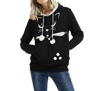 AMOYUN Noir Femmes Sweatshirt Holder Chien Chat Hoodie Cat Eared Pouch Sweat à Capuche Manche Longue Tops Pull Lâche Chemisier Hiver Automne Sweatshirt…