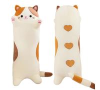 Amozo Chat en Peluche Coussin de Chat Long Oreiller Animé Peluches Geante Chat Doux Jouets Doux Poupée Cadeaux pour Enfants Adultes, 1pcs, Neuf Orange/70cm