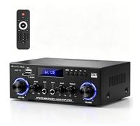 AMP-10 Amplificateur Bluetooth RMS 50WX2 récepteur stéréo pour enceintes domestiques 2.0 canaux puissance sortie max 600 W, mini-amplificateur puissance avec radio FM, fonction Echo, micro et port USB