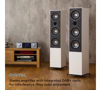 AUNA AMP-4000 Radio DAB+, Amplificateur Stéréo HiFi avec Télécommande USB, Écran LED, Noir et Blanc