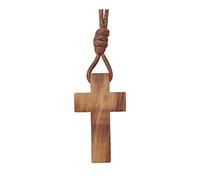 AMPALS,Collier Marron Croix Bois Olivier Authentique fait main à Jérusalem,Boite Kraft Cordon Jute,Baptême, Communion Protection voiture,Cadeau Noël,Bien-Etre,Maison,Fête Chrétienne,Anniversaire,