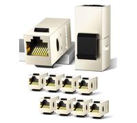 AMPCOM Keystone Module Câble de Raccordement Couplage Connecteur Blindé 2X Prise RJ45 Réseau Panneau de Brassage Support Keystone Extension, 10 pièces