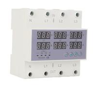 Ampèremètre Voltmètre à Rail DIN triphasé, AC 390 à 500 V, Protection Automatique contre les Surintensités et les Surtensions Réglables, Affichage Numérique (63A)