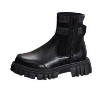 Amphibiens Docteur Bottes de Neige Femmes Bottines Femmes Automne et Hiver Nouvelles Bottes Femmes indépendantes de Grande Taille Bottes Hautes Sans Talon Noir, Noir , 38 EU