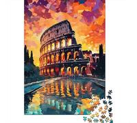 Amphithéâtre Romain Puzzle 1000 Pièces Papier pour Adultes Scène Coucher du Soleil colorée Jeu de Puzzle 1000 Pièces Famille Décoration Détente Cadeau 52x38cm/1000pcs