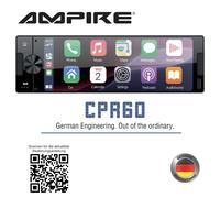 Ampire Autoradio 1‑DIN CPR60 Smartphone – Écran 6,38'' – DAB+ AHD – Entrées caméra