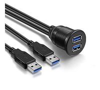 AMPIRE XUD200 Câble D'Extension USB-A Double Avec Prise D'Installation De 200Cm