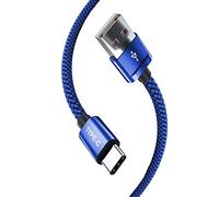 AMPLE Moto G22 Câble de charge rapide en nylon tressé double USB C 1 m haute durabilité compatible avec Motorola Moto G82 G22 E40 E30 E20 / G31 G41 G51 G71 5G G60s (bleu)