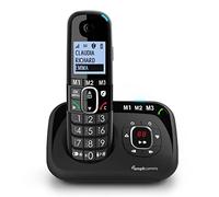 Amplicomms BigTel 1580, téléphone DECT sans Fil à Grosses Touches, répondeur, Audio-Boost, sonneries puissantes, Compatible avec Aides auditives, Fonction Blocage des appels