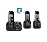 Amplicomms BigTel 1583 Trio, téléphone DECT sans Fil à Grosses Touches, répondeur, Trois combinés, Audio-Boost, sonneries puissantes, Compatible avec Les Aides auditives