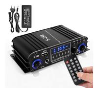 Amplificateur 4 canaux, amplificateur de puissance audio 1200 W Bluetooth 5.0, 30 Wx4 avec USB/microphone/FM avec télécommande, amplificateur de haut-parleur intégré Hi-Fi pour la maison ou votre